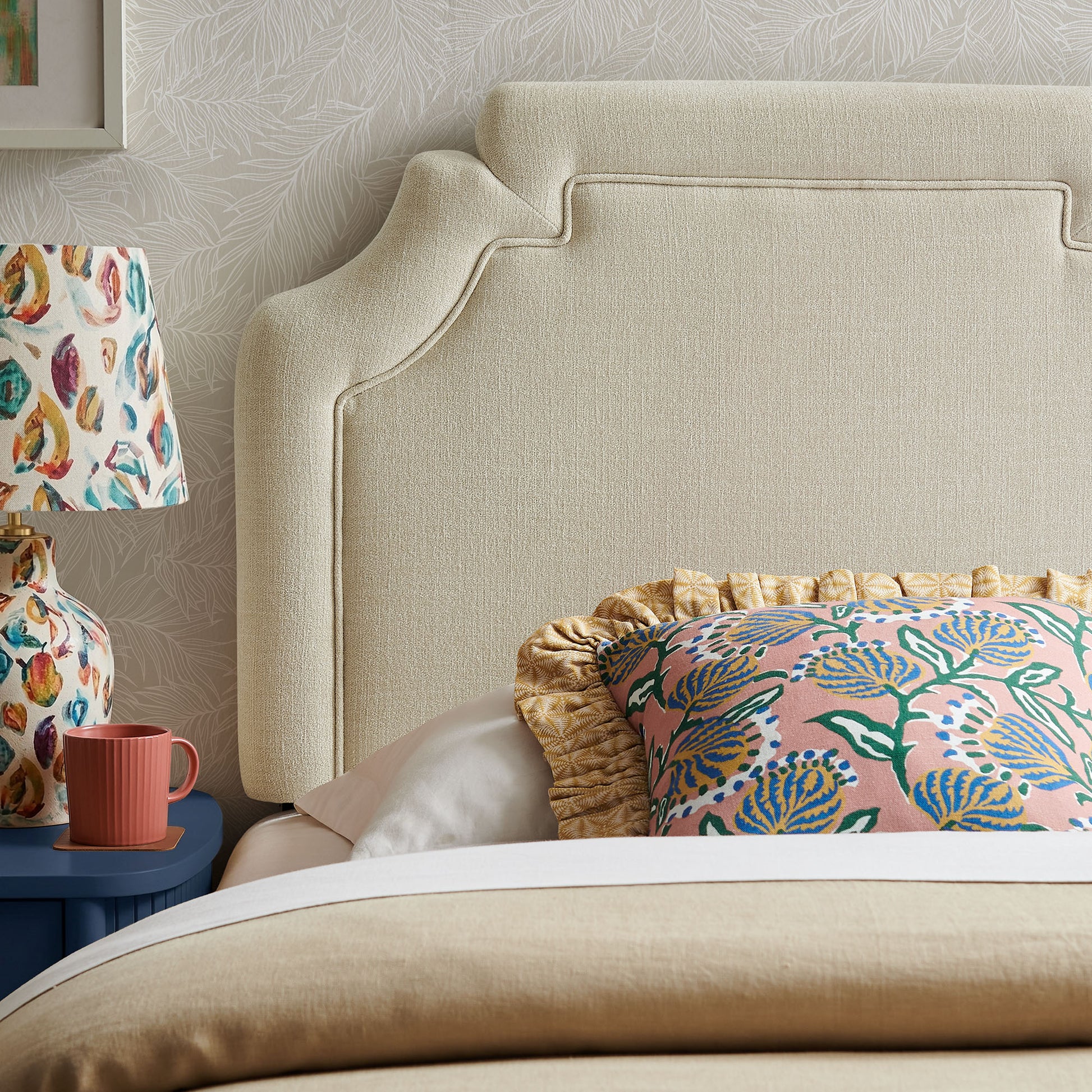 Magnolia Upholstered Fabric Twin Size Headboard