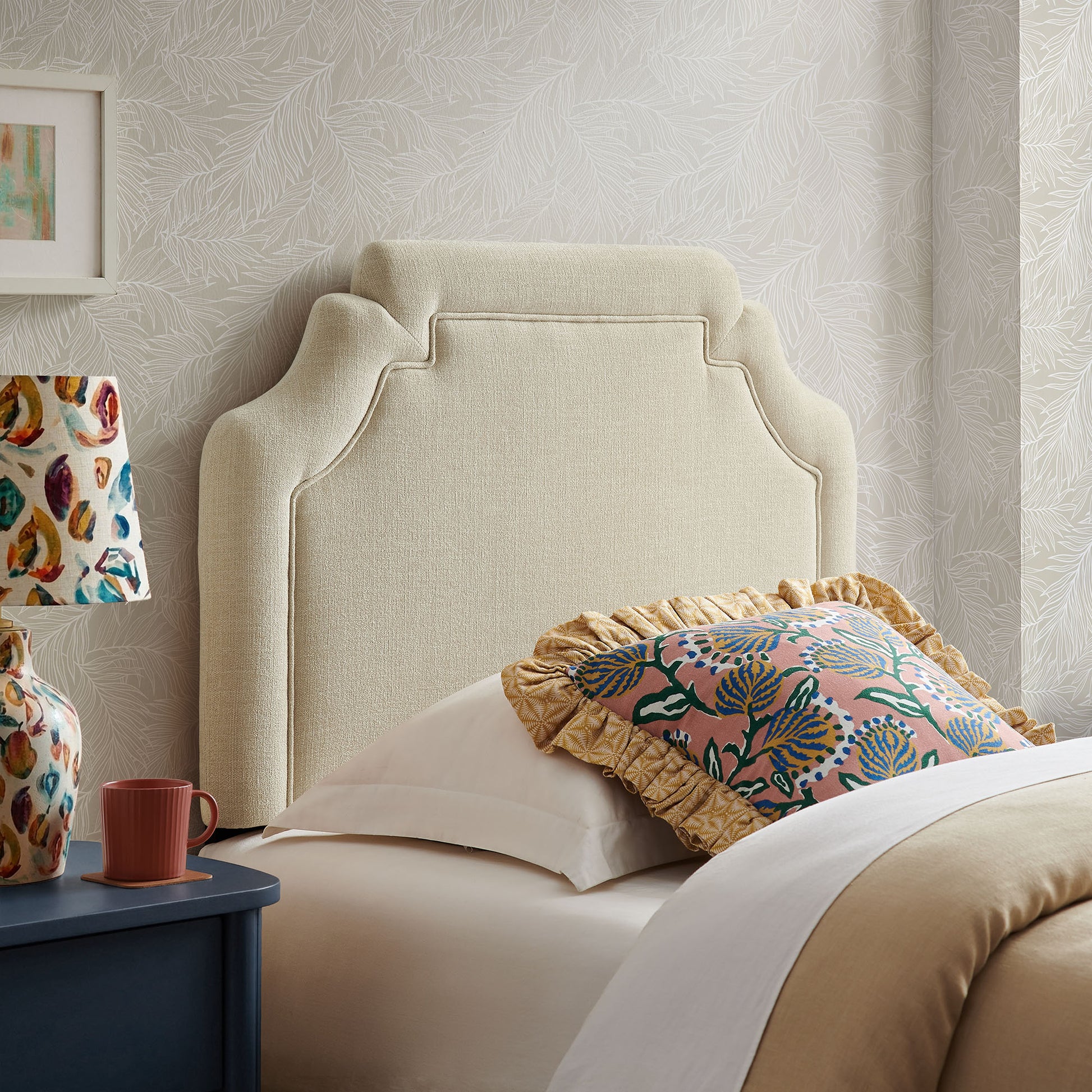 Magnolia Upholstered Fabric Twin Size Headboard
