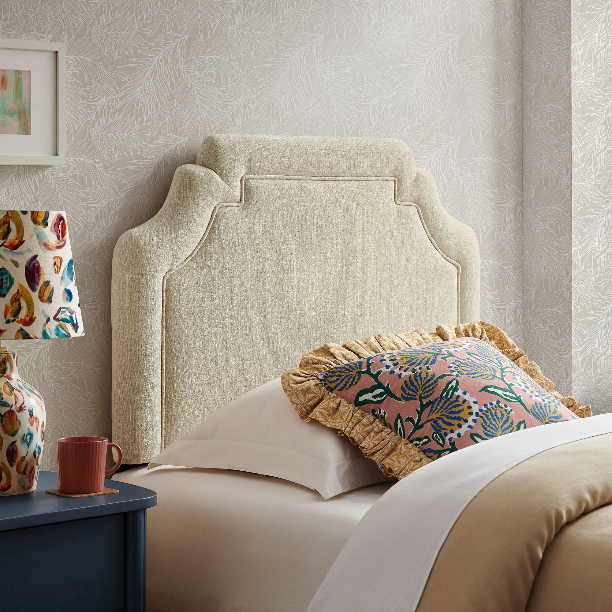Magnolia Upholstered Fabric Twin Size Headboard