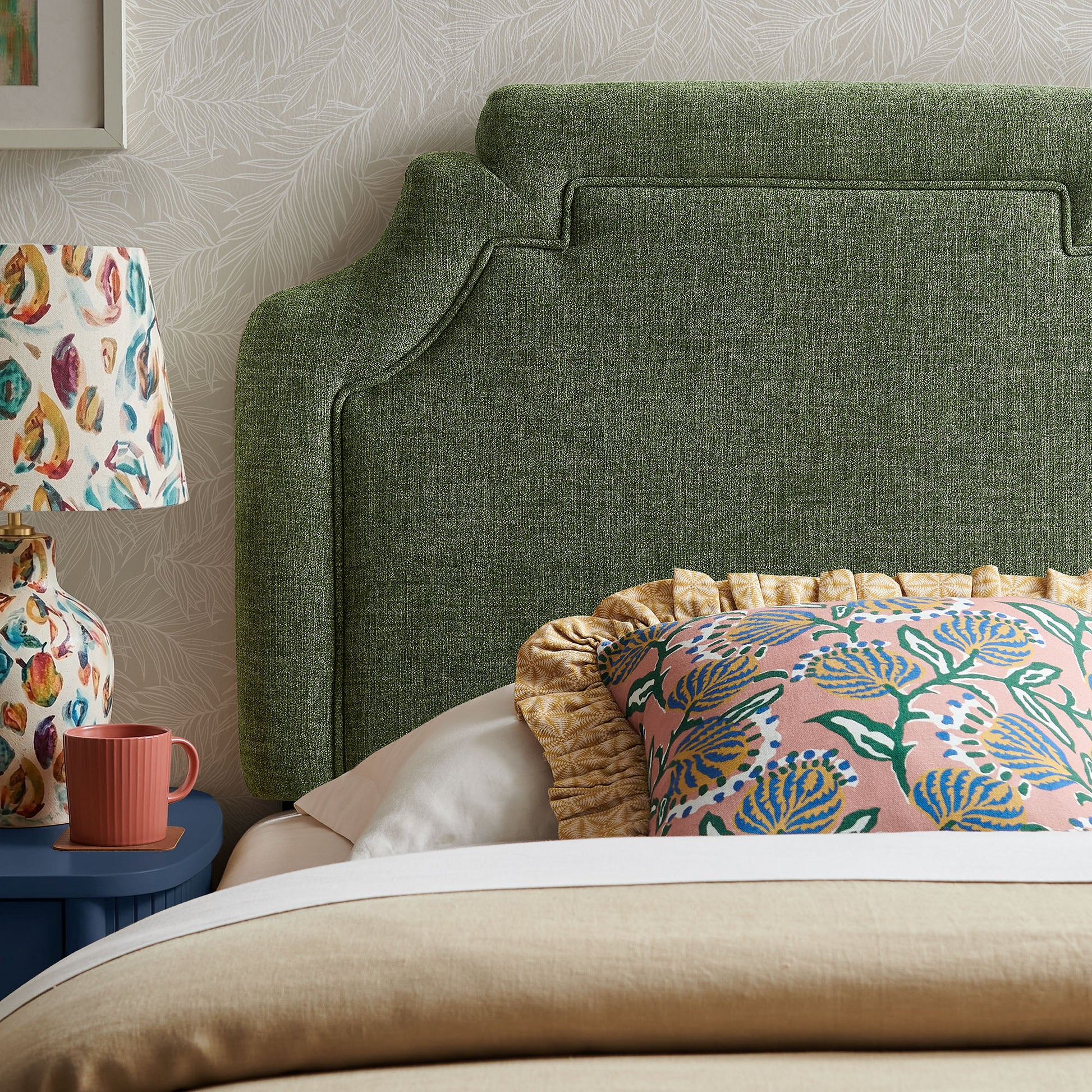 Magnolia Upholstered Fabric Twin Size Headboard