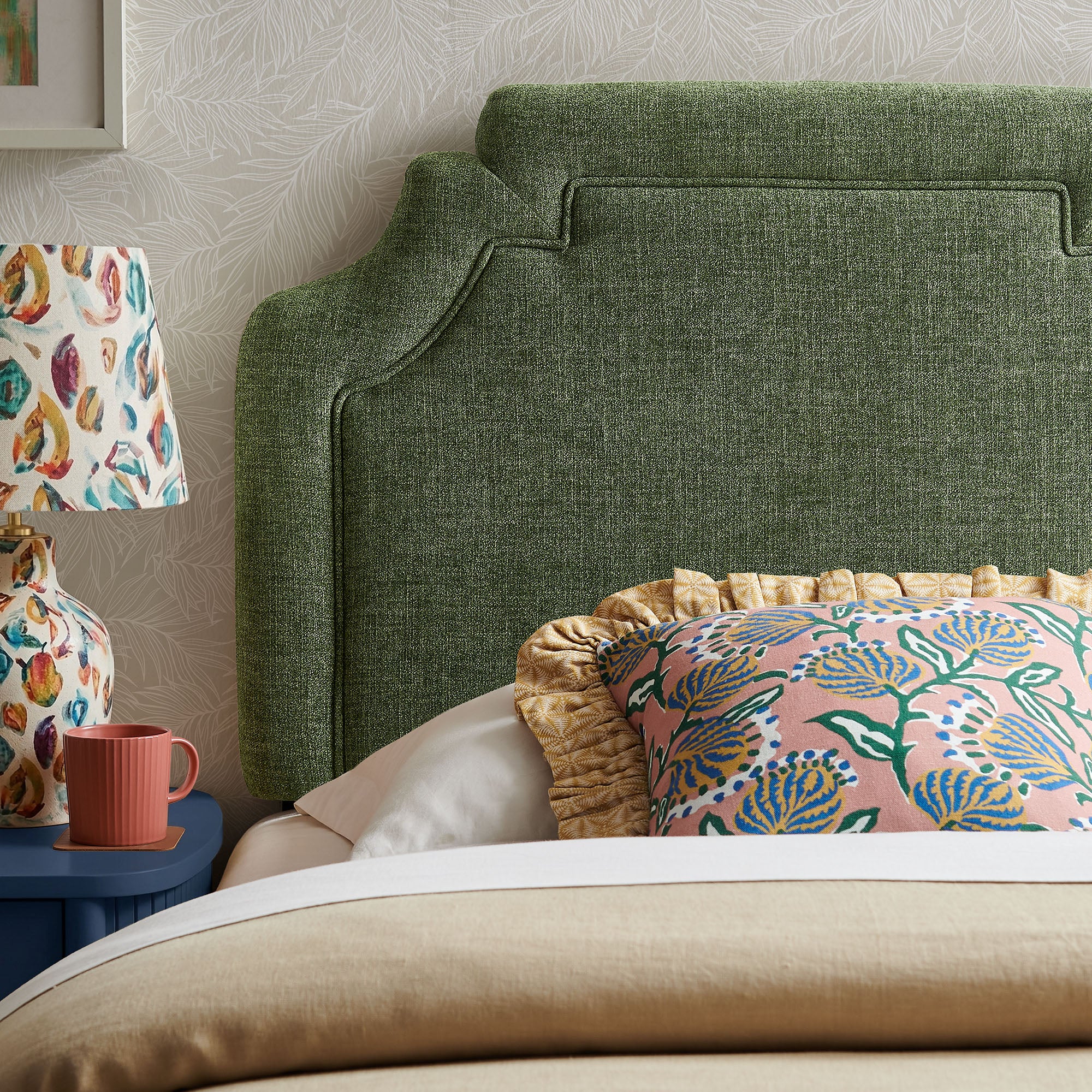 Magnolia Upholstered Fabric Twin Size Headboard