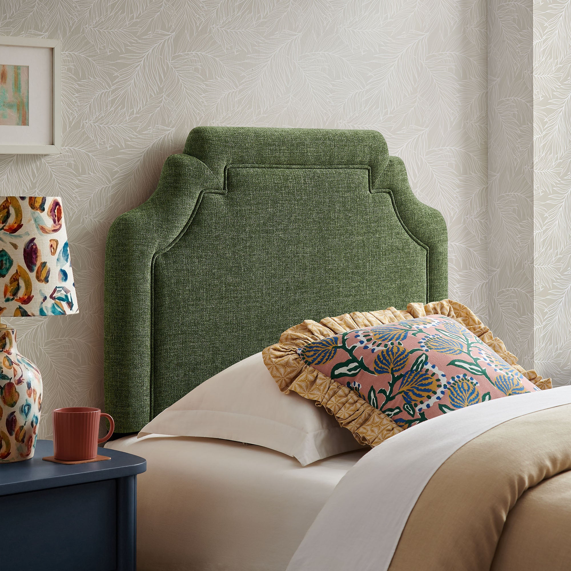 Magnolia Upholstered Fabric Twin Size Headboard