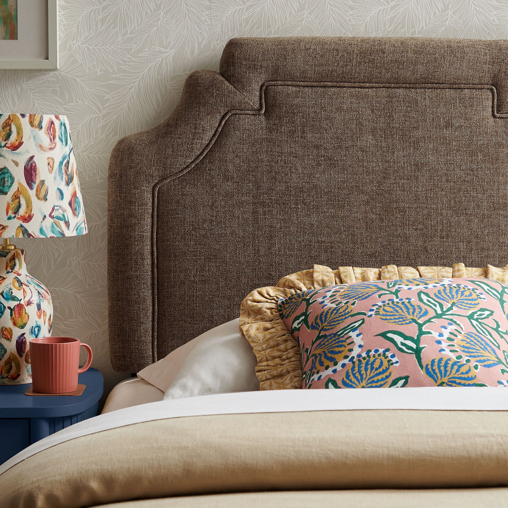 Magnolia Upholstered Fabric Twin Size Headboard