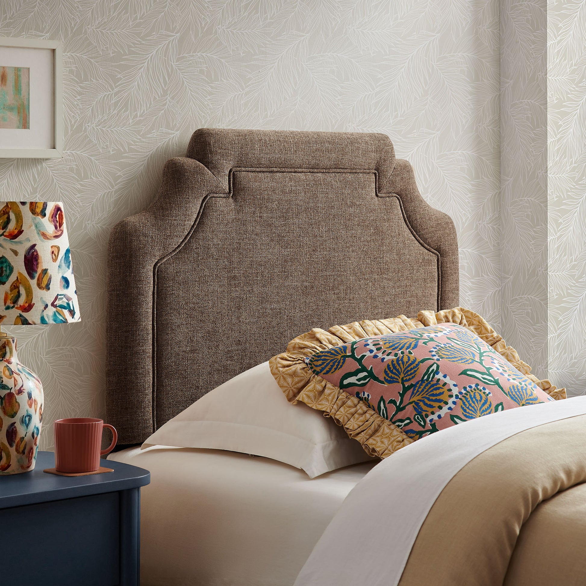 Magnolia Upholstered Fabric Twin Size Headboard