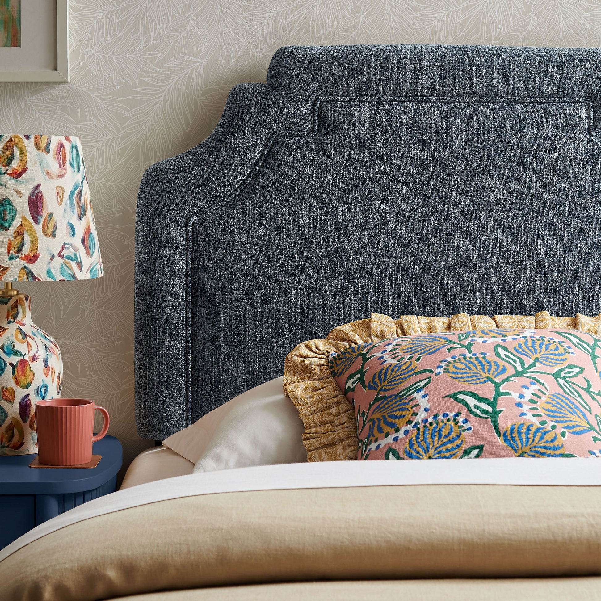 Magnolia Upholstered Fabric Twin Size Headboard