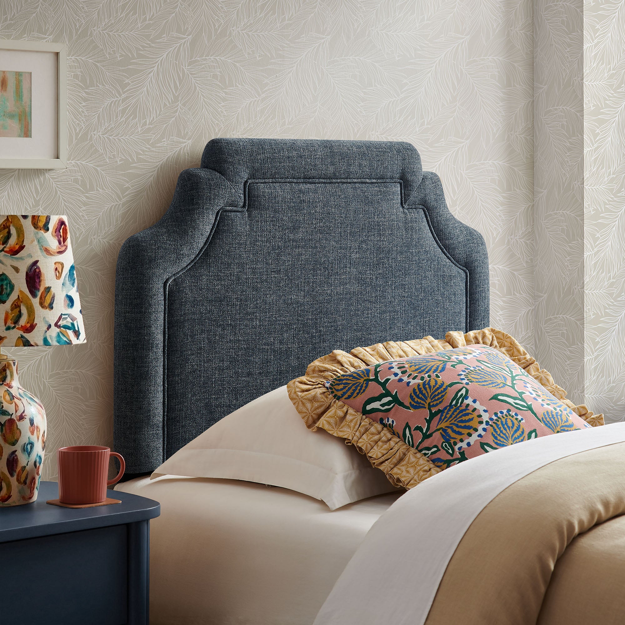 Magnolia Upholstered Fabric Twin Size Headboard