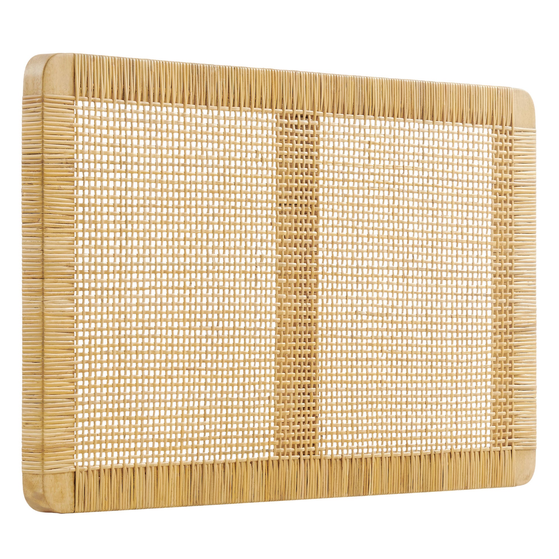 Sandy Wall Mounted Wood and Rattan Twin Size Headboard - Natural Rattan