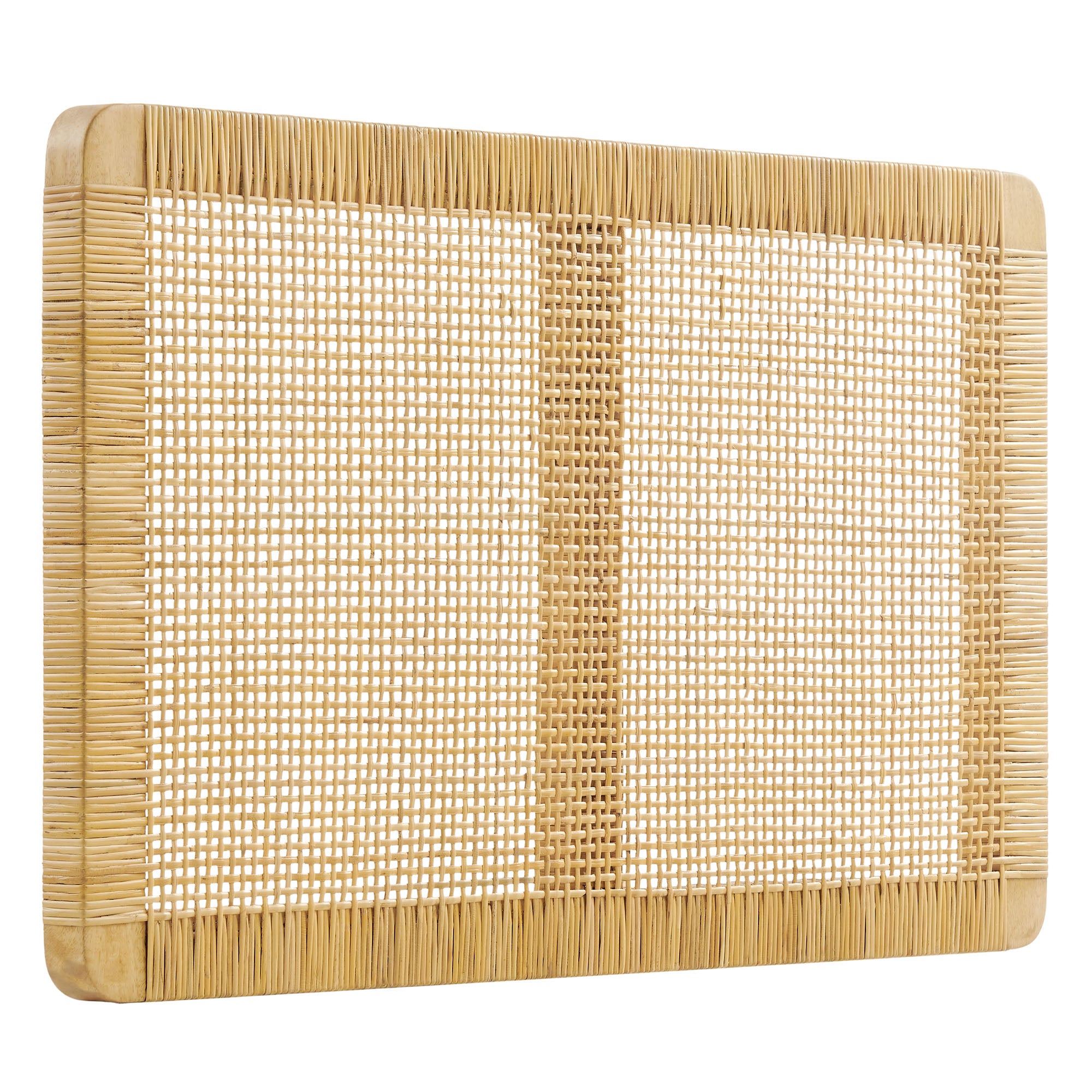 Sandy Wall Mounted Wood and Rattan Twin Size Headboard - Natural Rattan