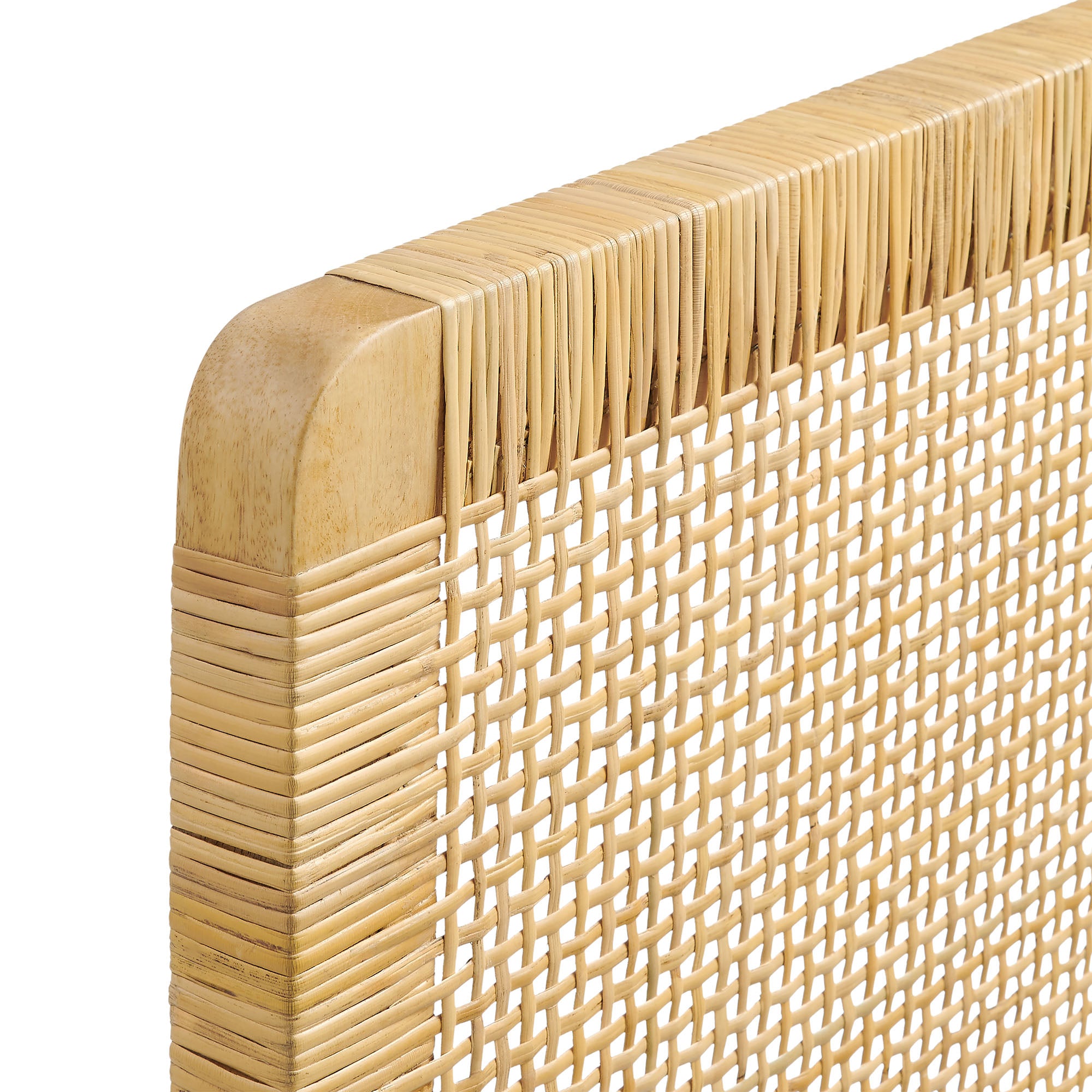 Sandy Wall Mounted Wood and Rattan Twin Size Headboard