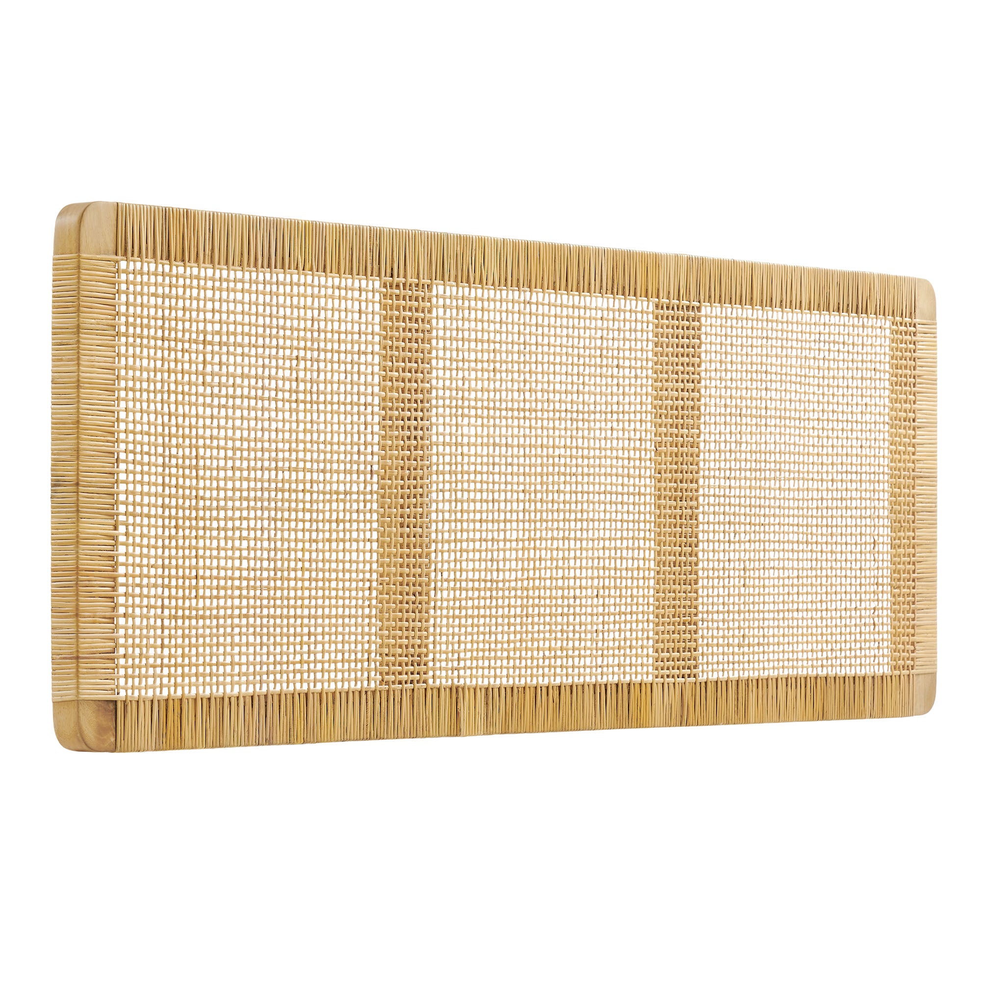 Sandy Wall Mounted Wood and Rattan Headboard - Natural Rattan