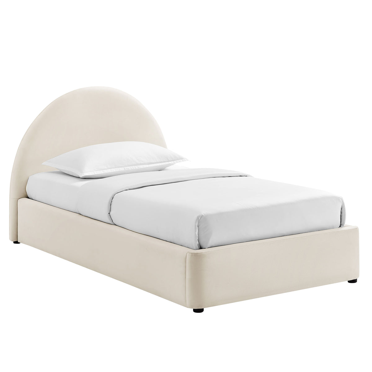 Resort Twin Arched Performance Velvet Storage Platform Bed Frame - Alabaster