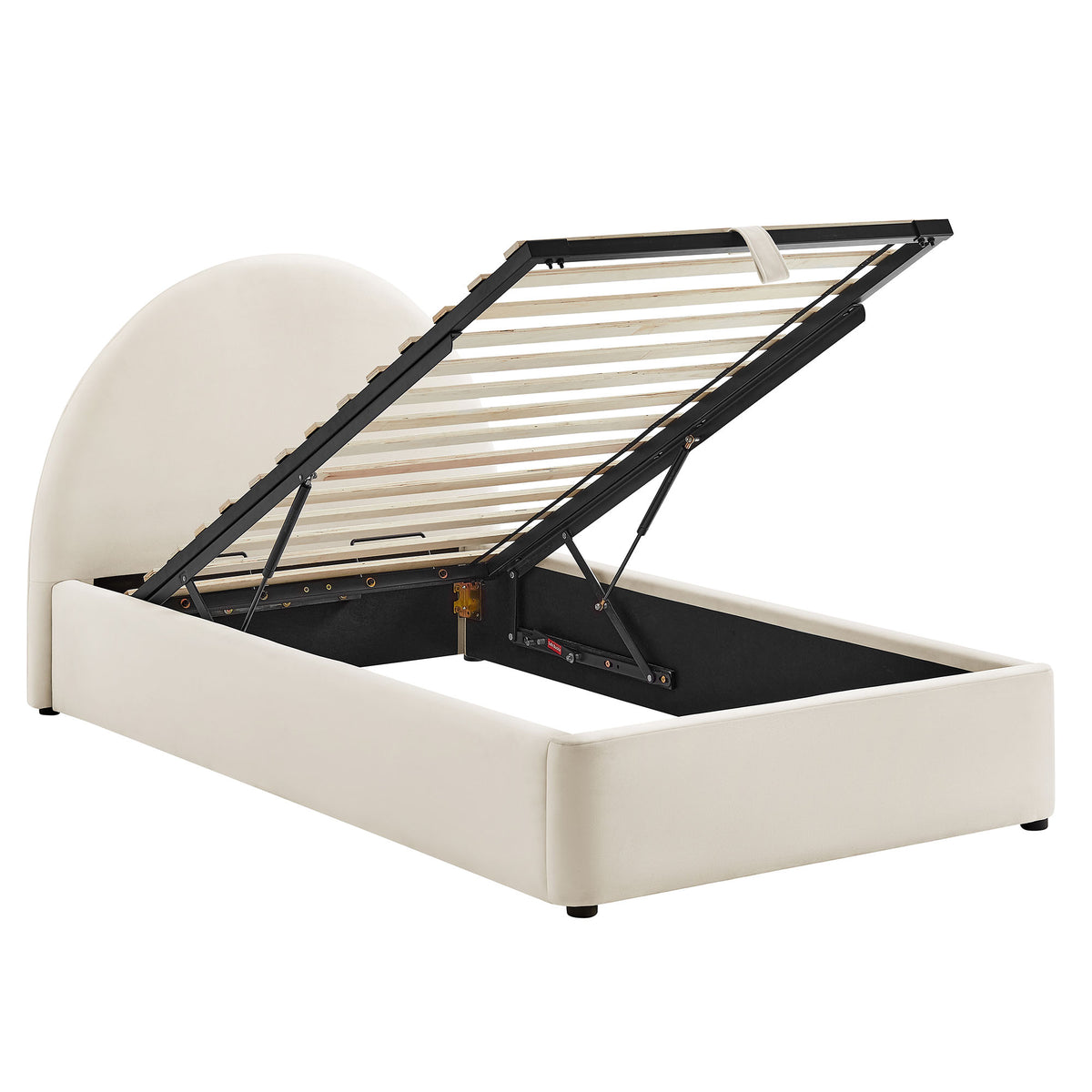 Resort Twin Arched Performance Velvet Storage Platform Bed Frame - Alabaster