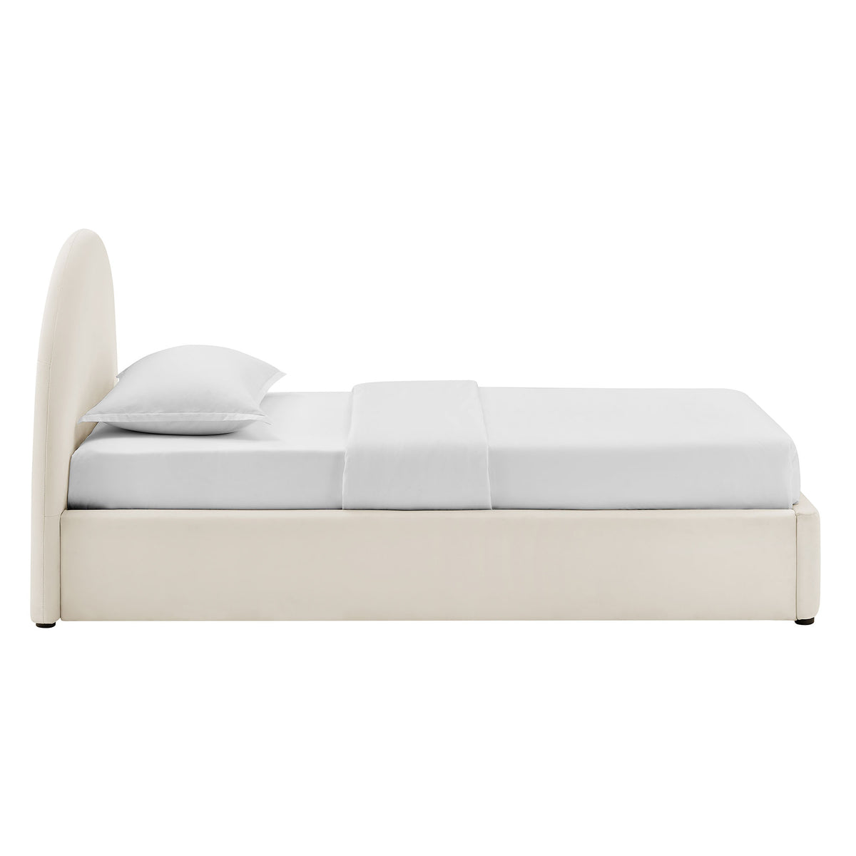 Resort Twin Arched Performance Velvet Storage Platform Bed Frame - Alabaster