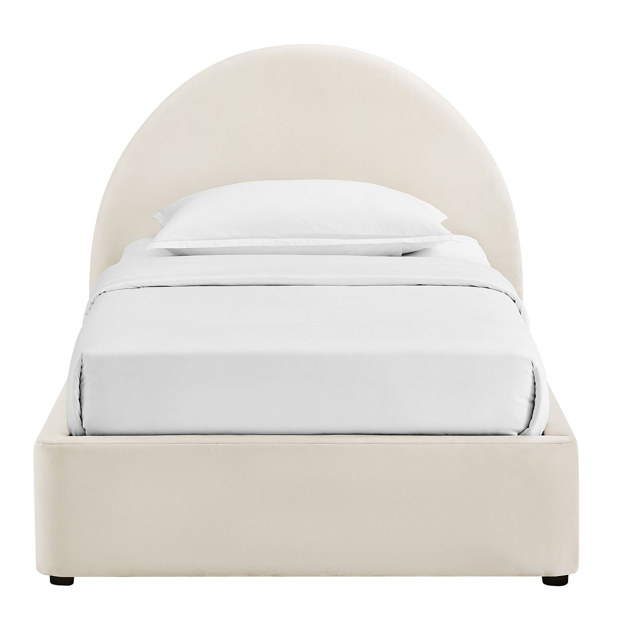 Resort Twin Arched Performance Velvet Storage Platform Bed Frame - Alabaster