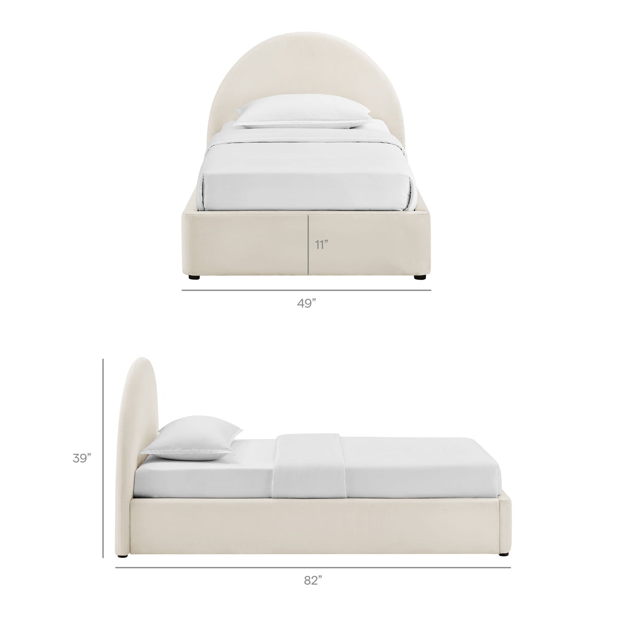 Resort Twin Arched Performance Velvet Storage Platform Bed Frame - Alabaster