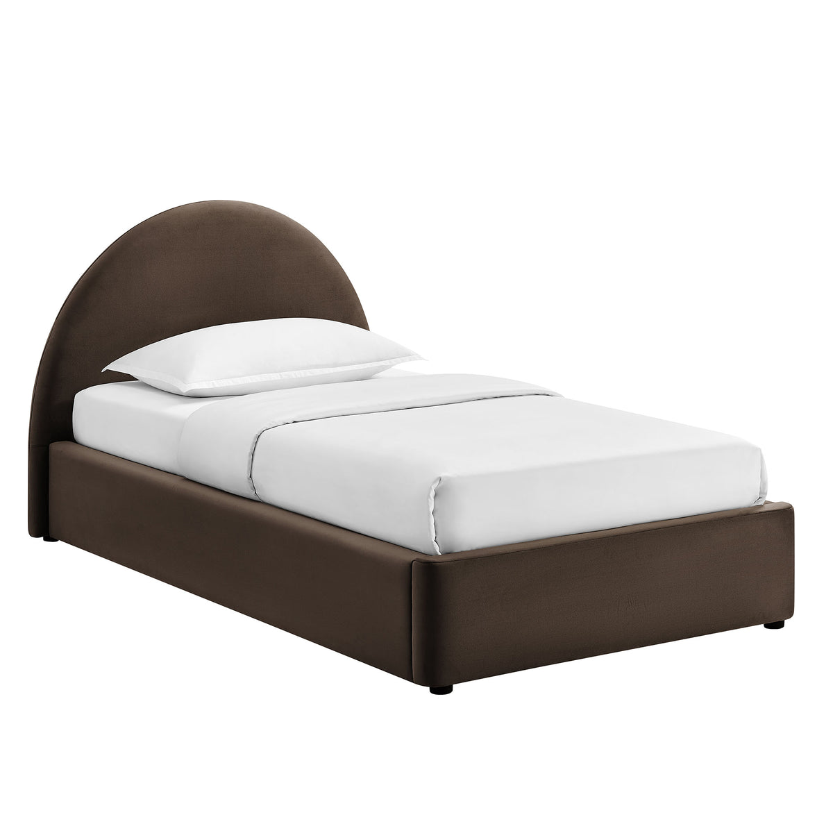 Resort Twin Arched Performance Velvet Storage Platform Bed Frame - Chocolate Brown