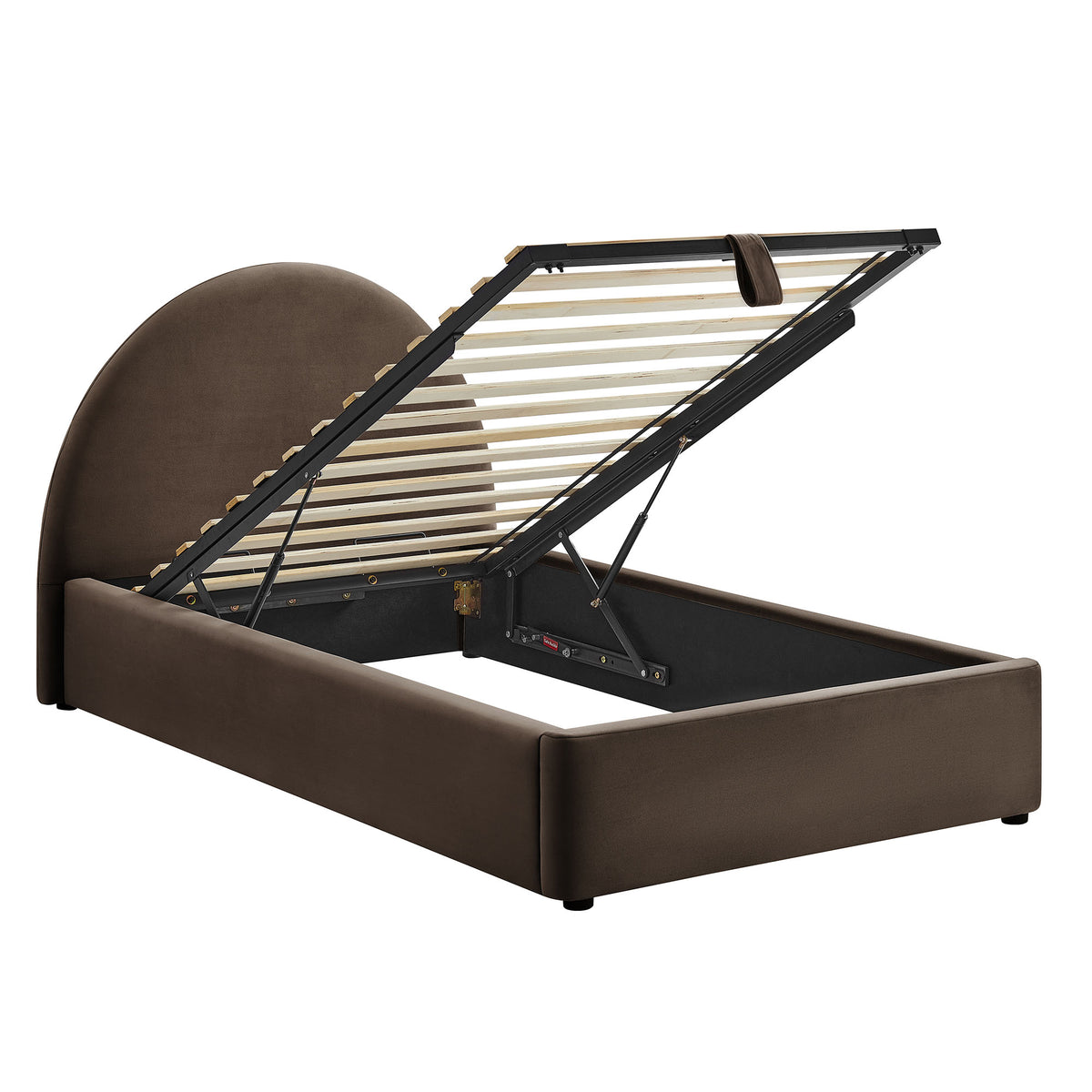Resort Twin Arched Performance Velvet Storage Platform Bed Frame - Chocolate Brown