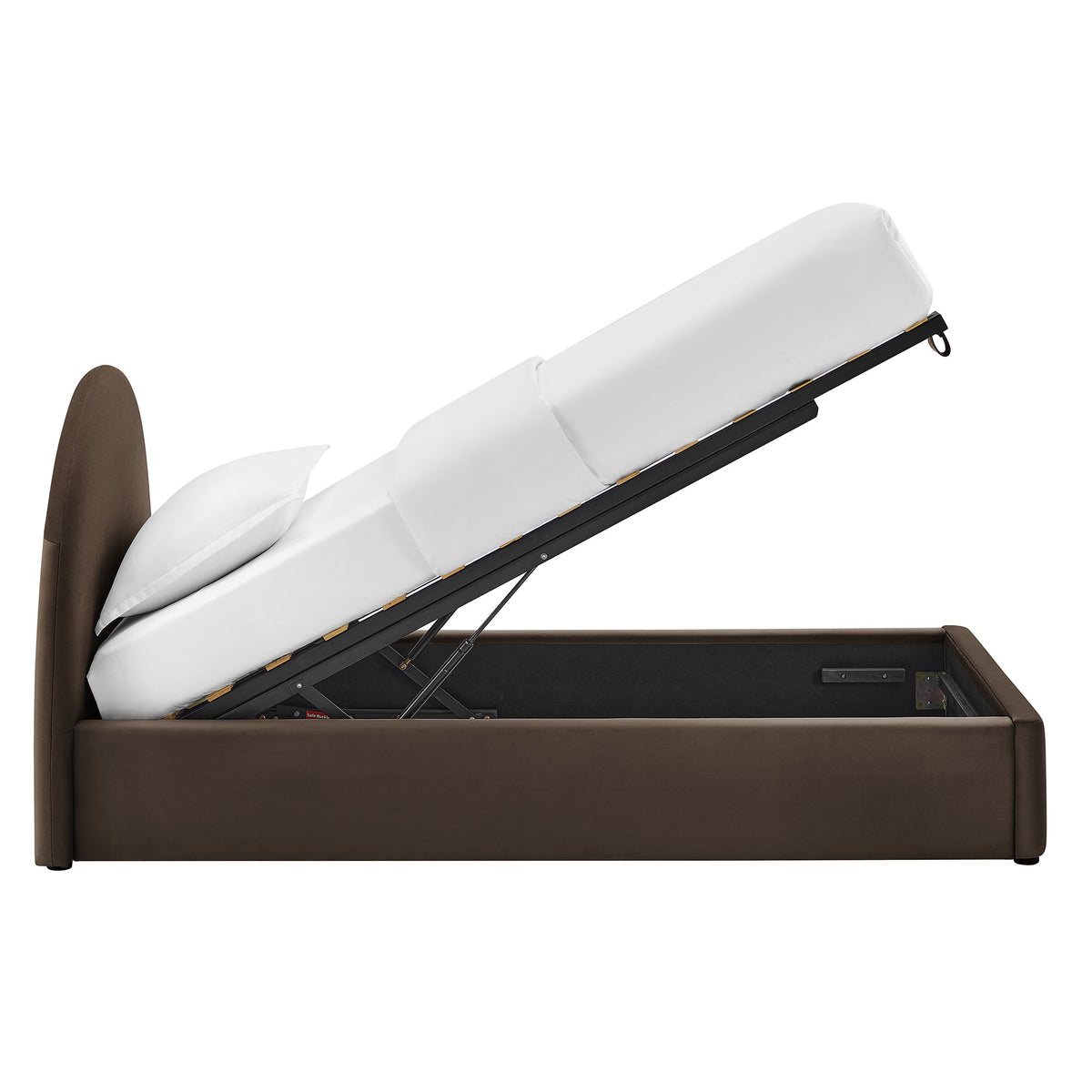 Resort Twin Arched Performance Velvet Storage Platform Bed Frame - Chocolate Brown