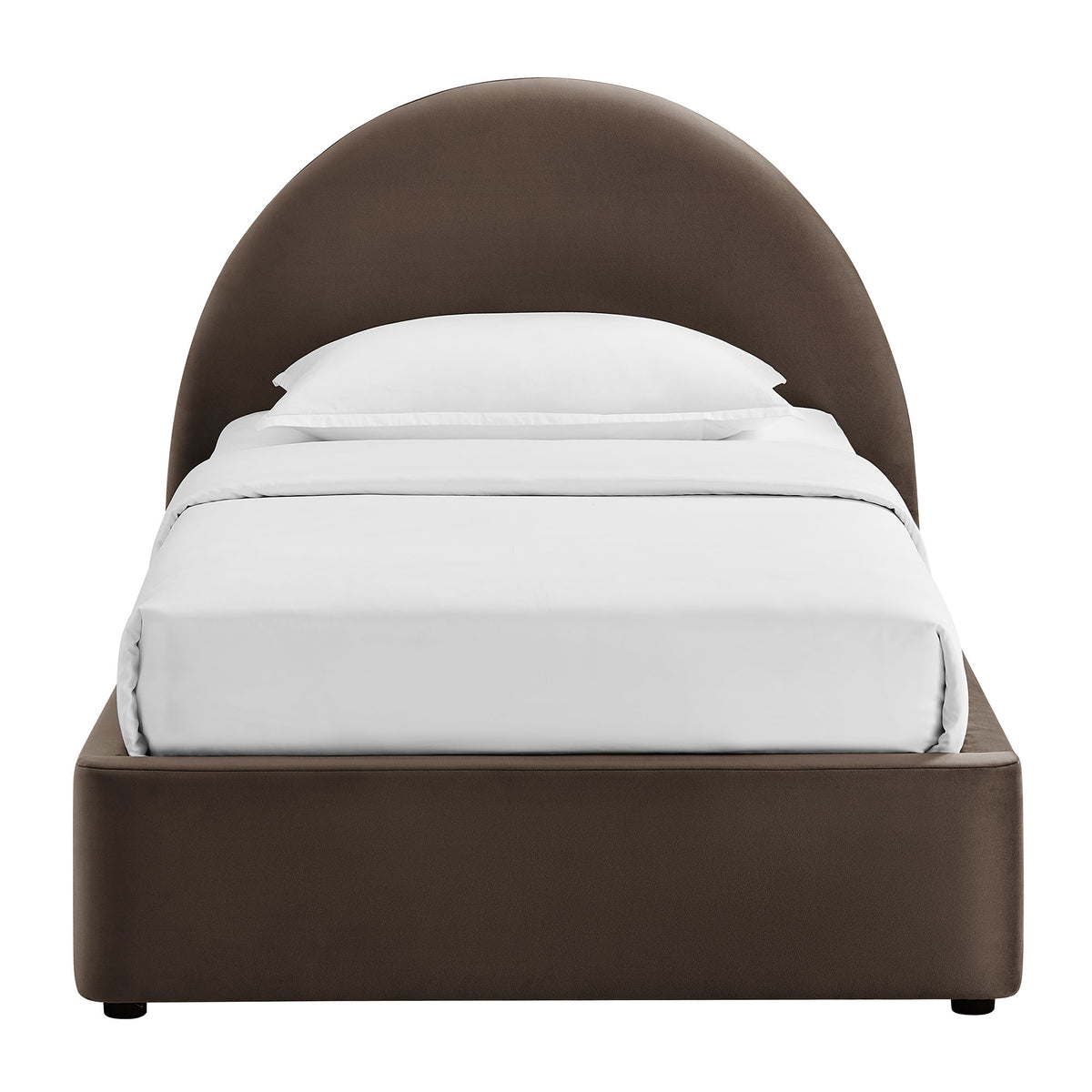 Resort Twin Arched Performance Velvet Storage Platform Bed Frame - Chocolate Brown