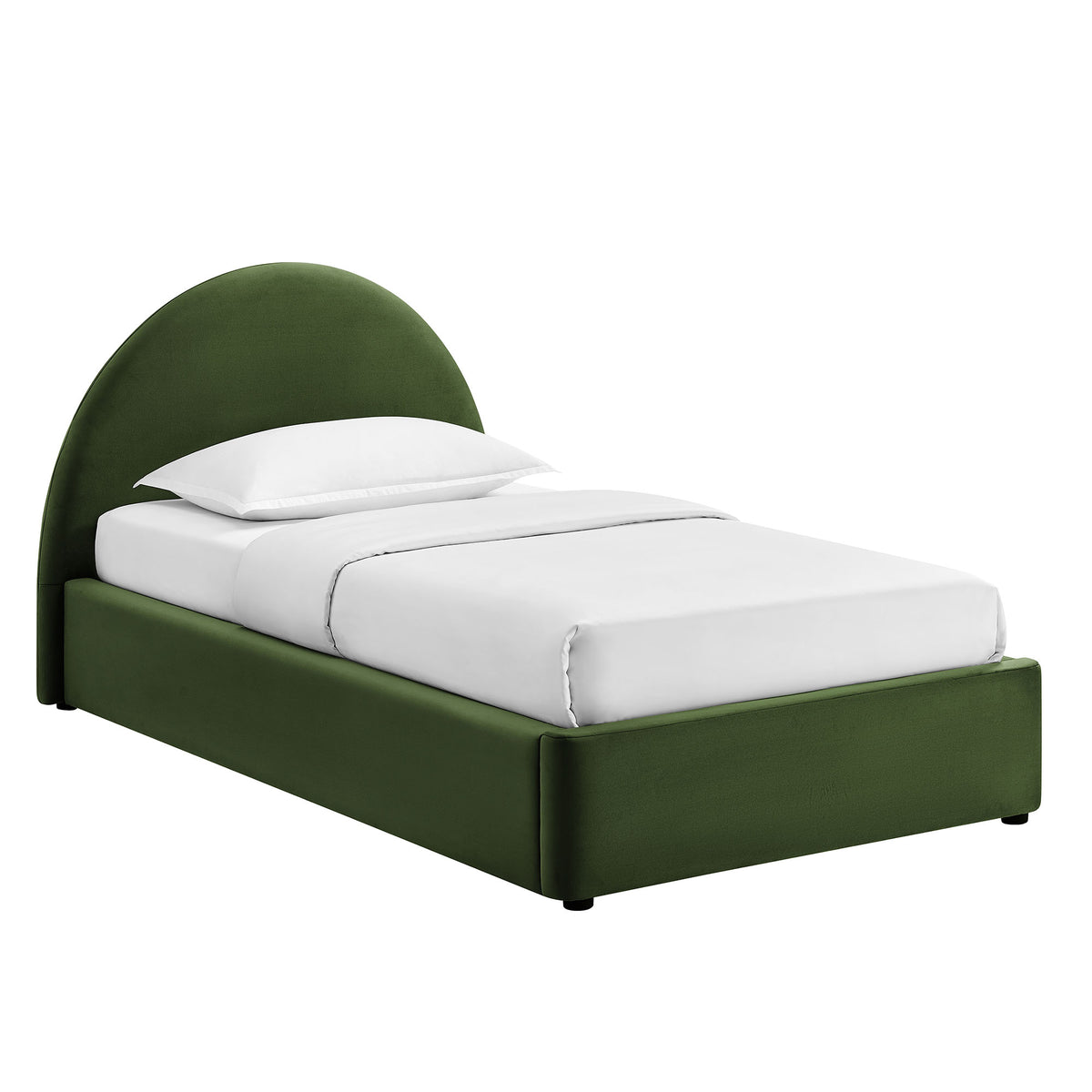 Resort Twin Arched Performance Velvet Storage Platform Bed Frame - Moss Green