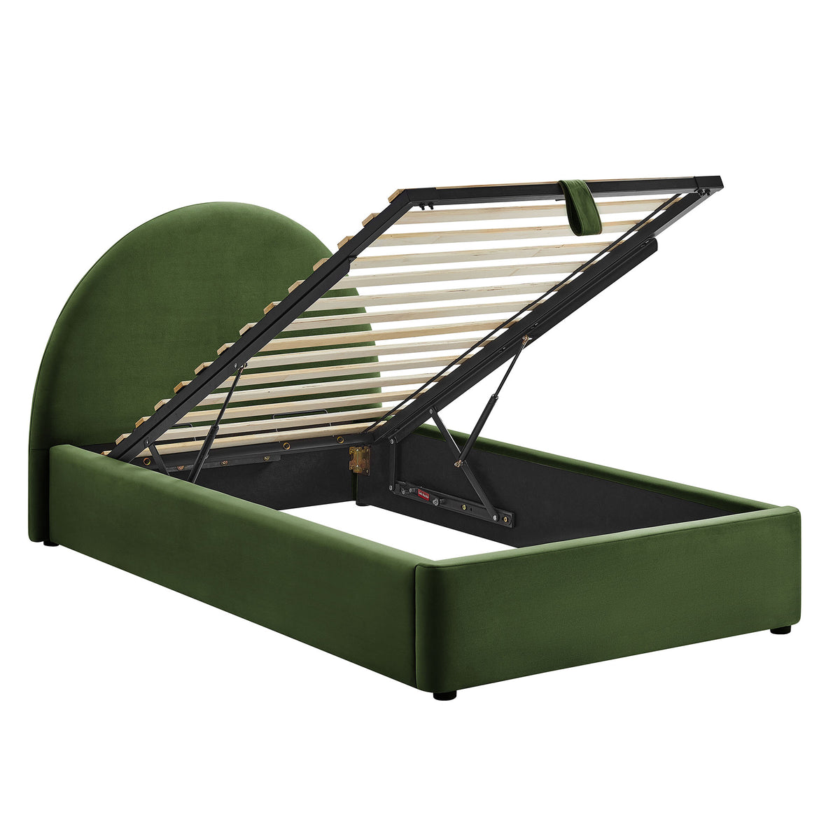 Resort Twin Arched Performance Velvet Storage Platform Bed Frame - Moss Green