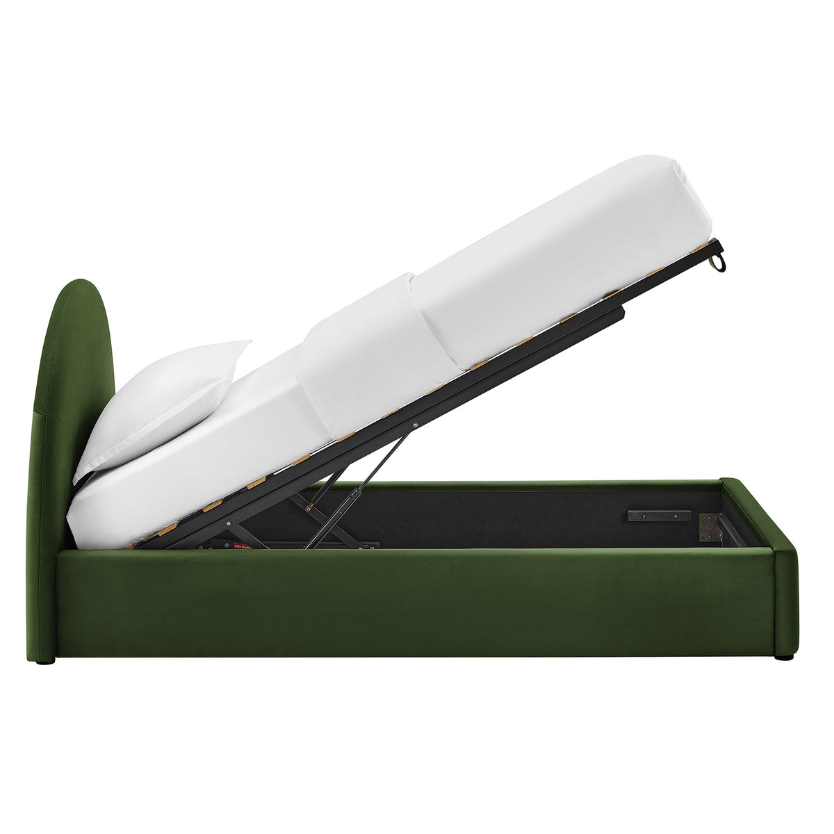 Resort Twin Arched Performance Velvet Storage Platform Bed Frame - Moss Green