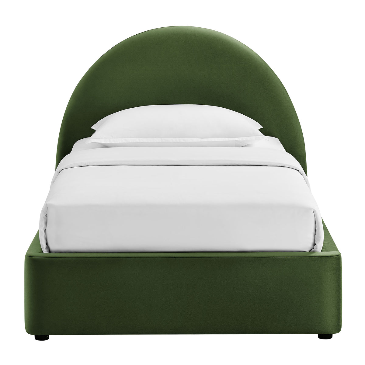 Resort Twin Arched Performance Velvet Storage Platform Bed Frame - Moss Green
