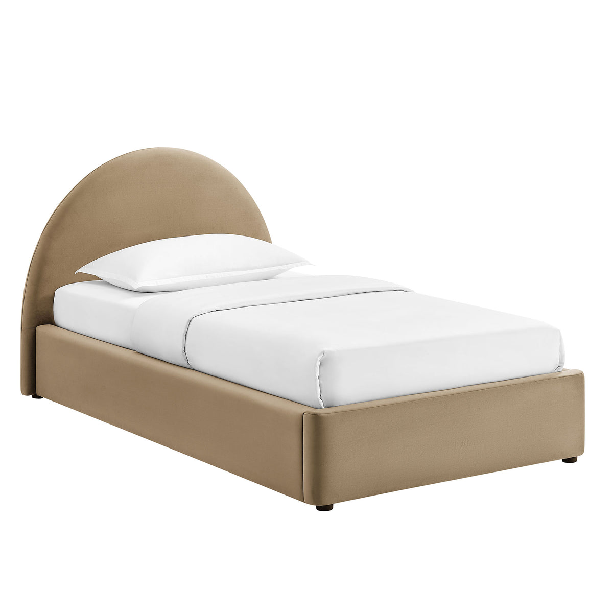 Resort Twin Arched Performance Velvet Storage Platform Bed Frame - Taupe