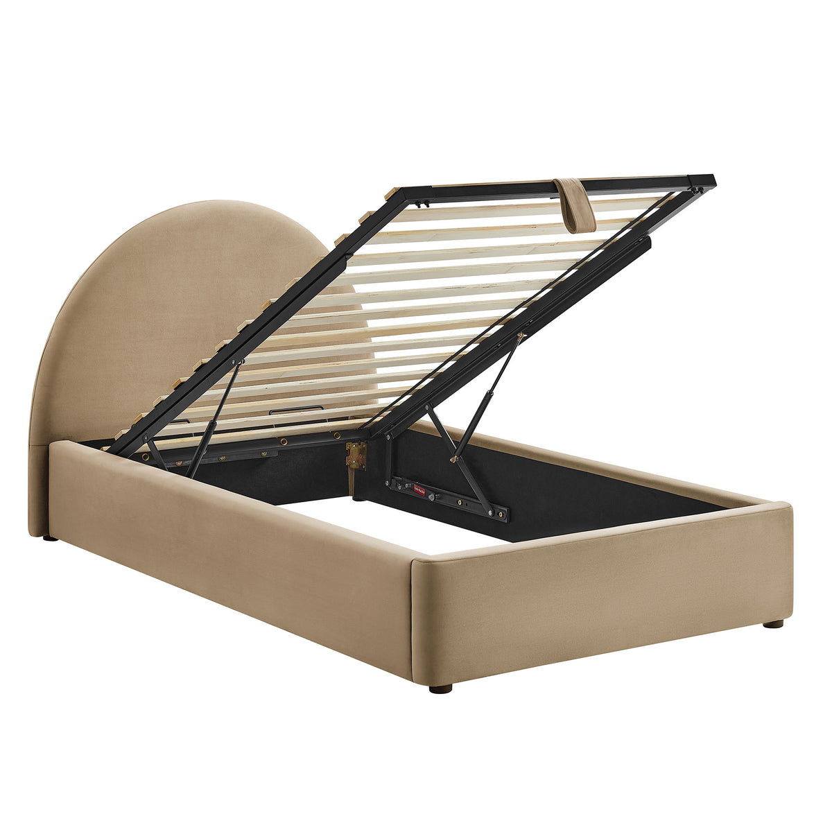Resort Twin Arched Performance Velvet Storage Platform Bed Frame - Taupe
