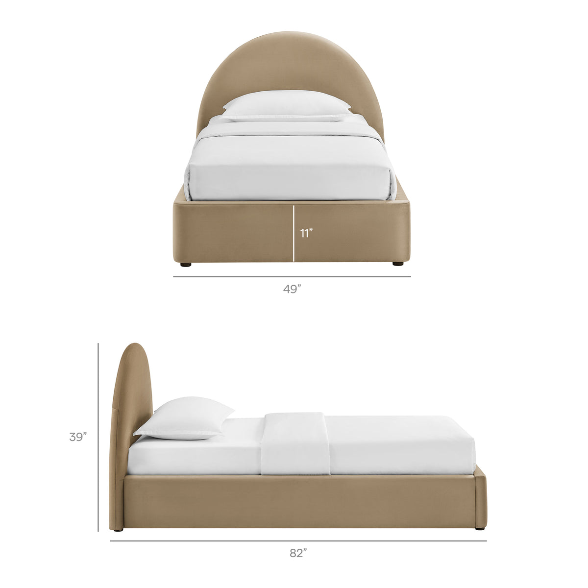 Resort Twin Arched Performance Velvet Storage Platform Bed Frame - Taupe