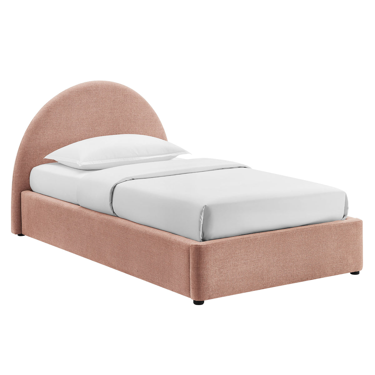 Resort Twin Arched Upholstered Fabric Storage Platform Bed Frame - Blush