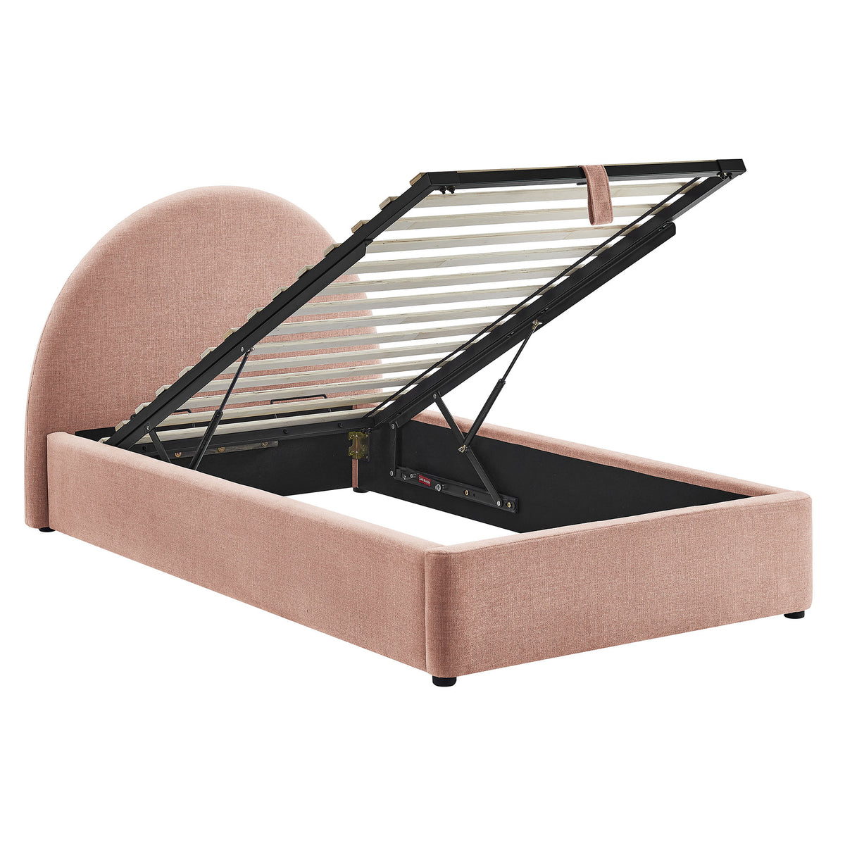 Resort Twin Arched Upholstered Fabric Storage Platform Bed Frame - Blush