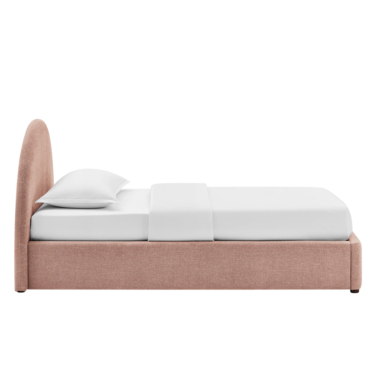 Resort Twin Arched Upholstered Fabric Storage Platform Bed Frame - Blush
