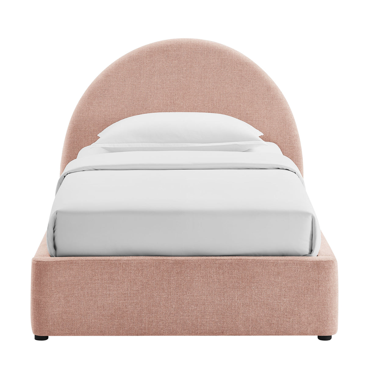 Resort Twin Arched Upholstered Fabric Storage Platform Bed Frame - Blush