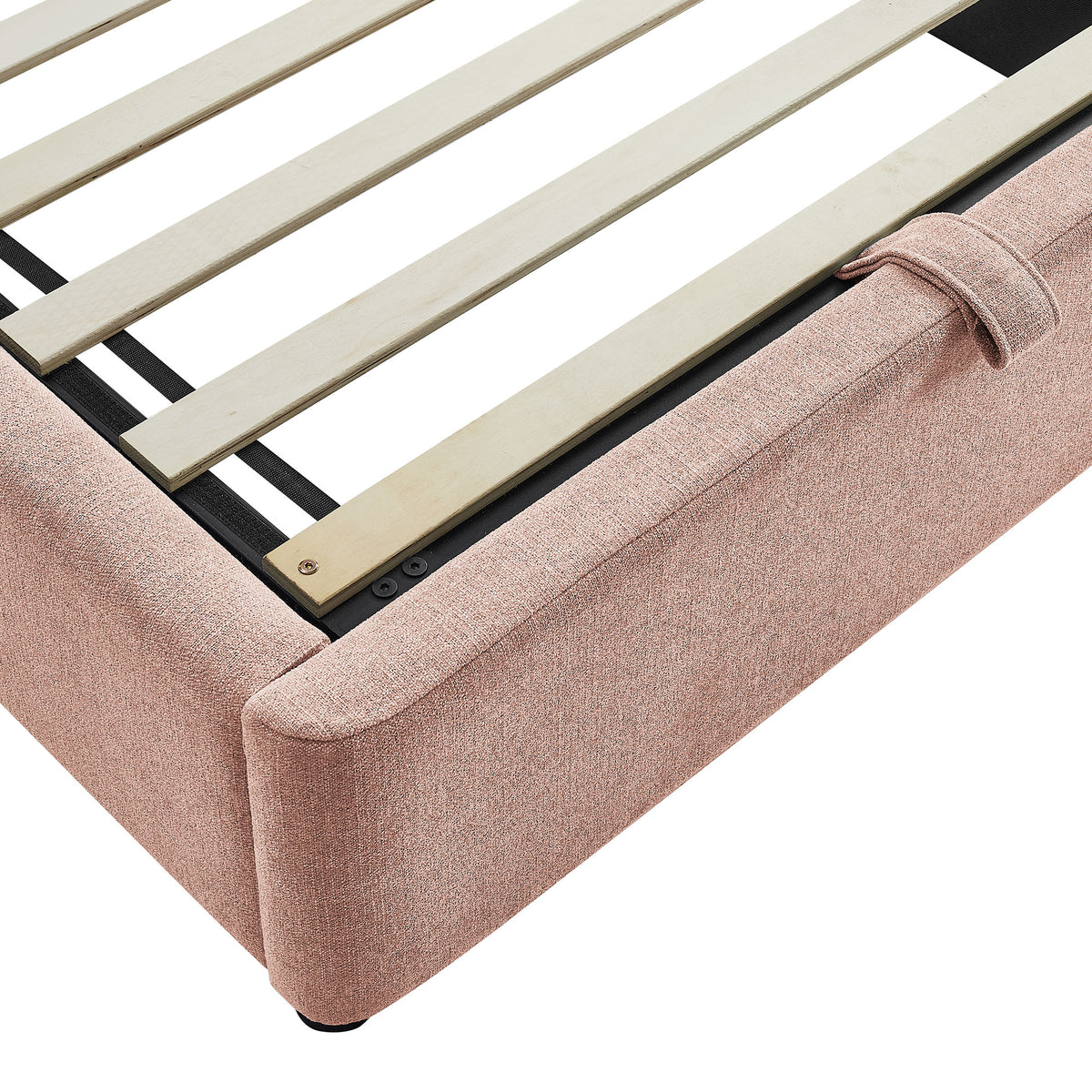 Resort Twin Arched Upholstered Fabric Storage Platform Bed Frame - Blush