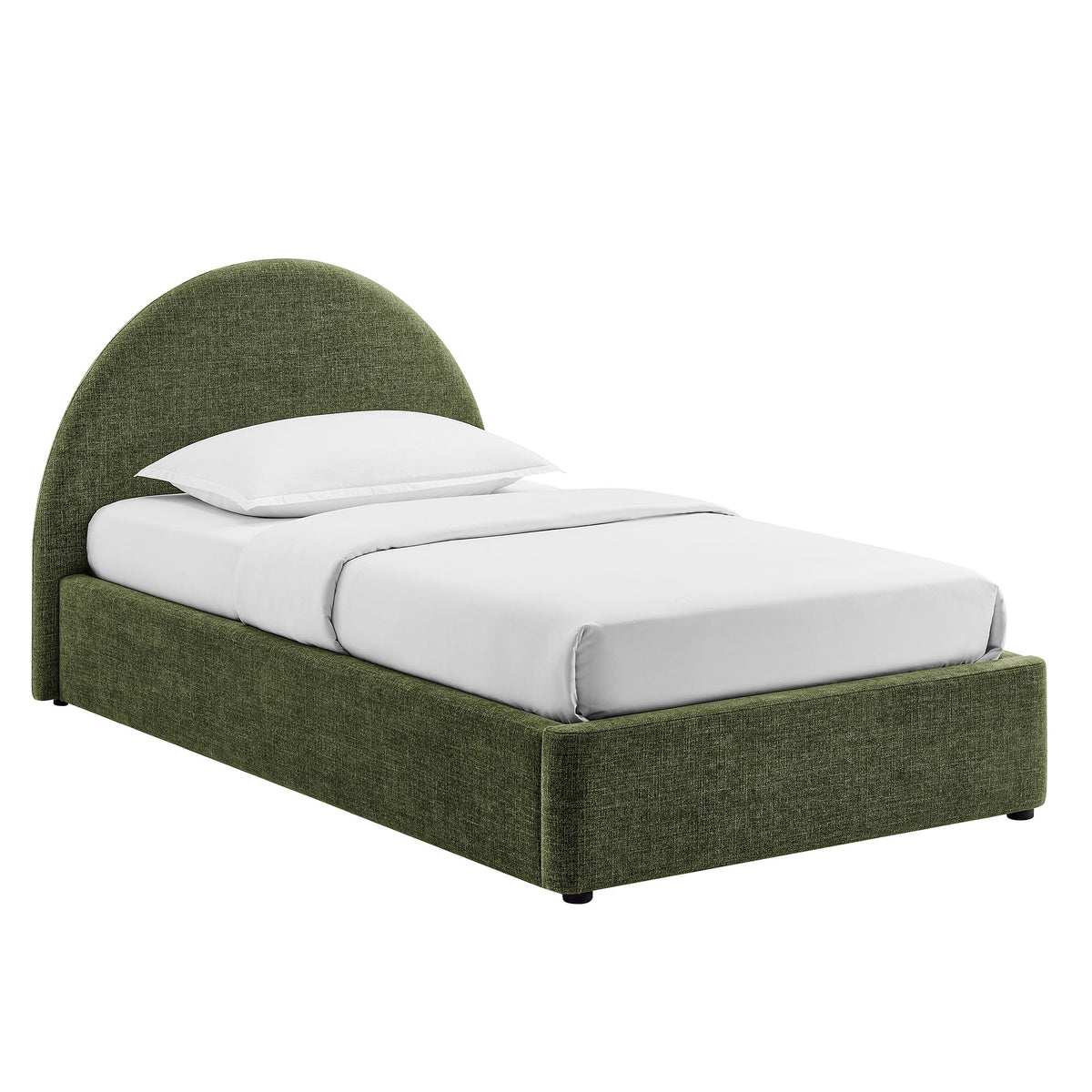 Resort Twin Arched Upholstered Fabric Storage Platform Bed Frame - Foliage