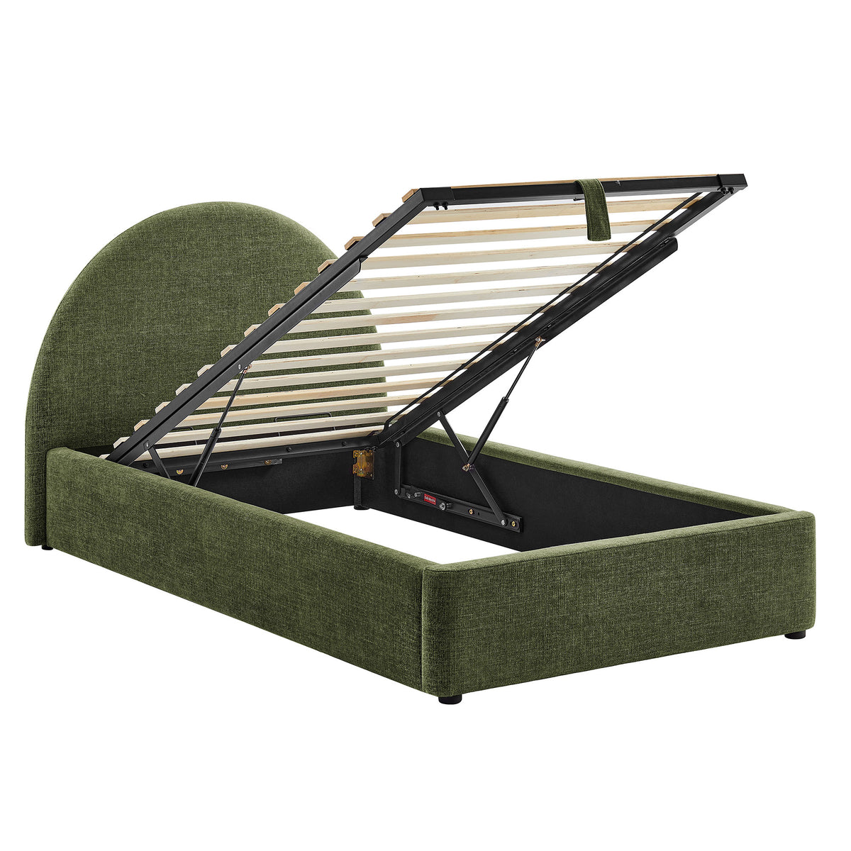 Resort Twin Arched Upholstered Fabric Storage Platform Bed Frame - Foliage