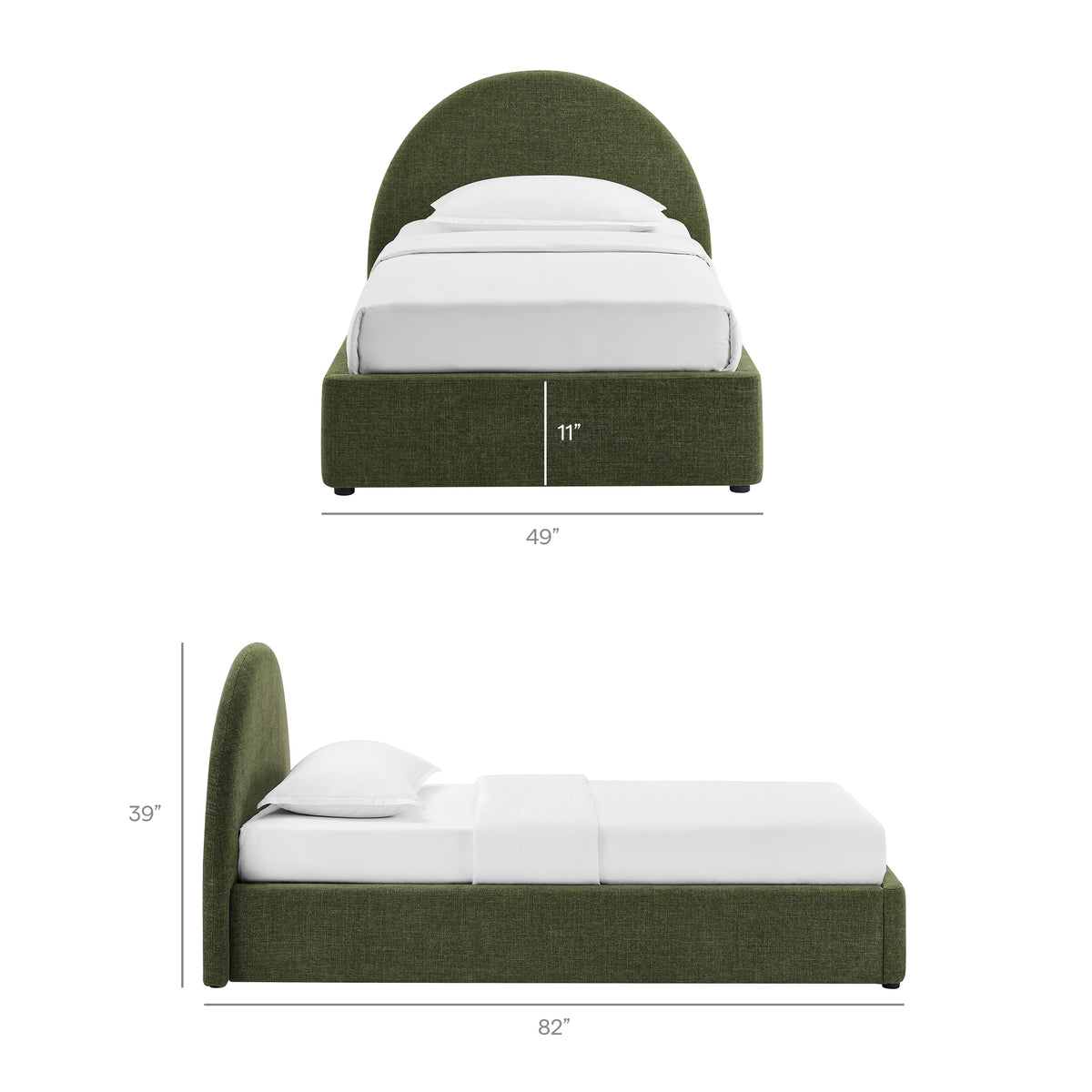 Resort Twin Arched Upholstered Fabric Storage Platform Bed Frame - Foliage
