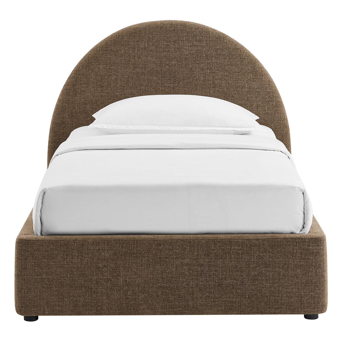 Resort Twin Arched Upholstered Fabric Storage Platform Bed Frame - Mocha