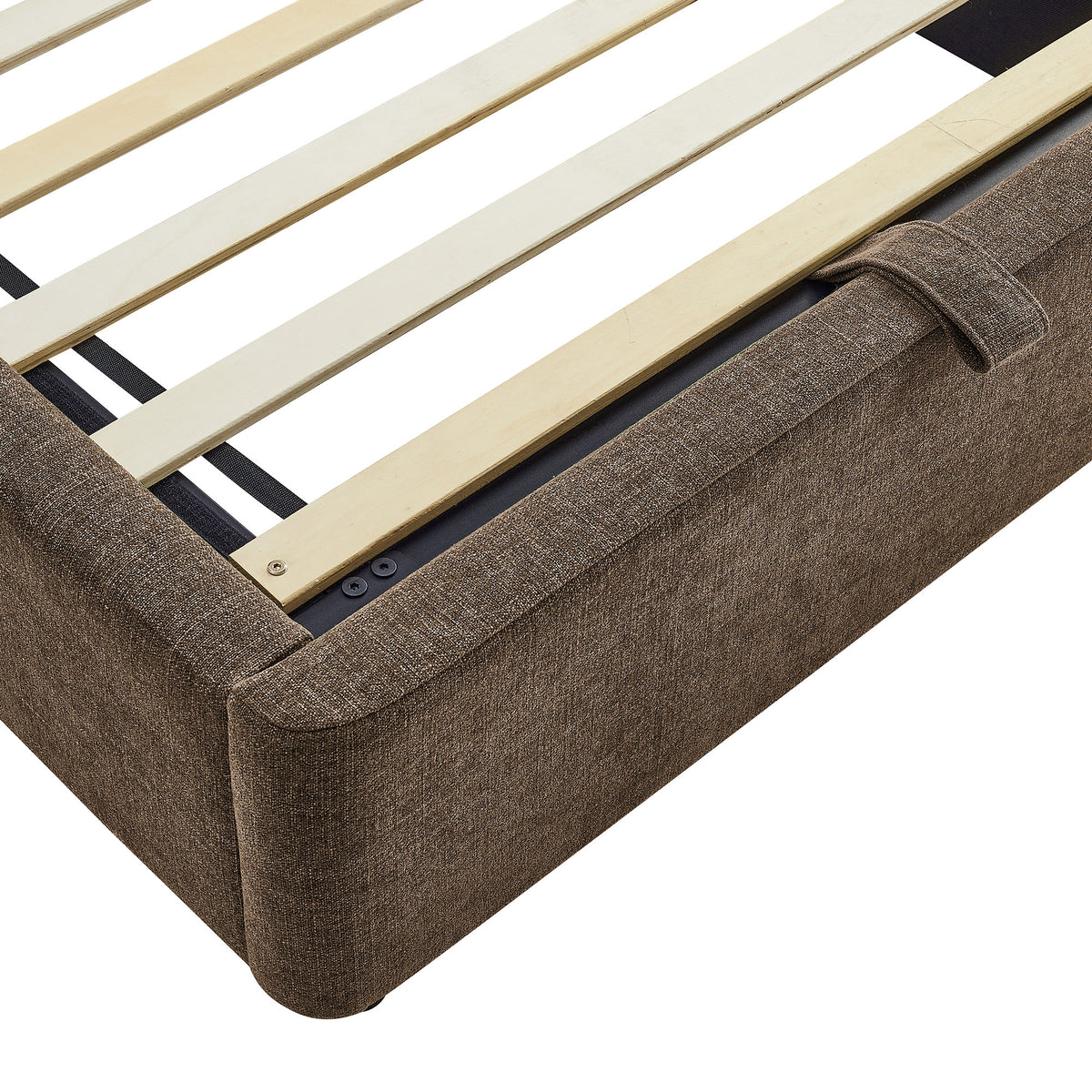 Resort Twin Arched Upholstered Fabric Storage Platform Bed Frame - Mocha