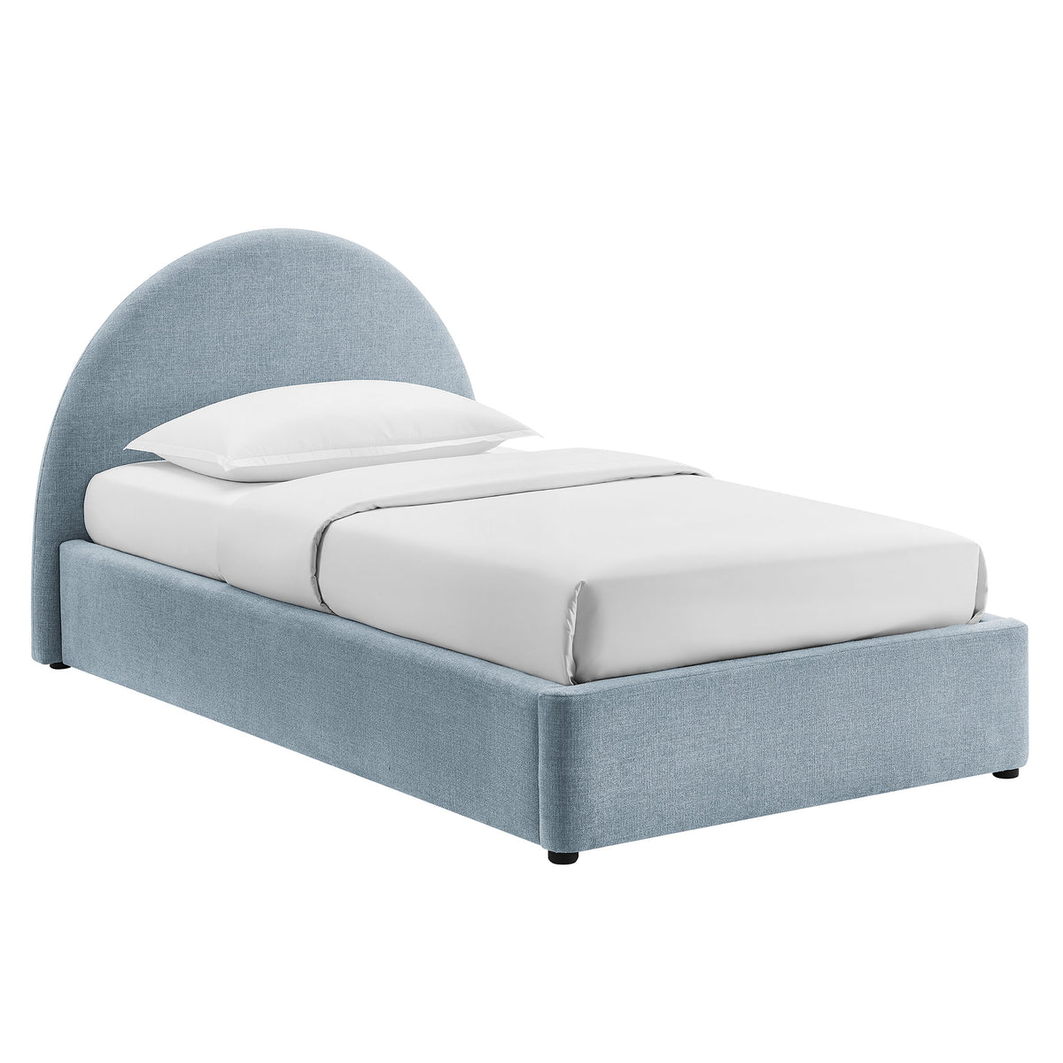 Resort Twin Arched Upholstered Fabric Storage Platform Bed Frame - Sky