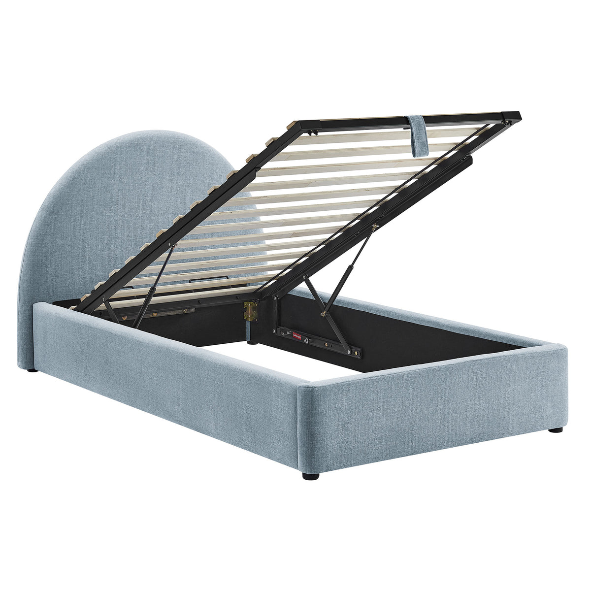 Resort Twin Arched Upholstered Fabric Storage Platform Bed Frame - Sky