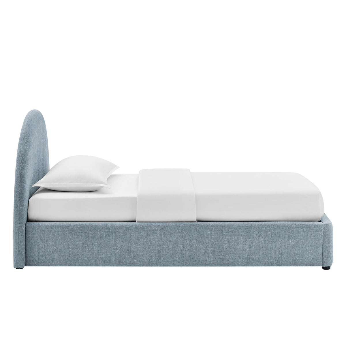 Resort Twin Arched Upholstered Fabric Storage Platform Bed Frame - Sky