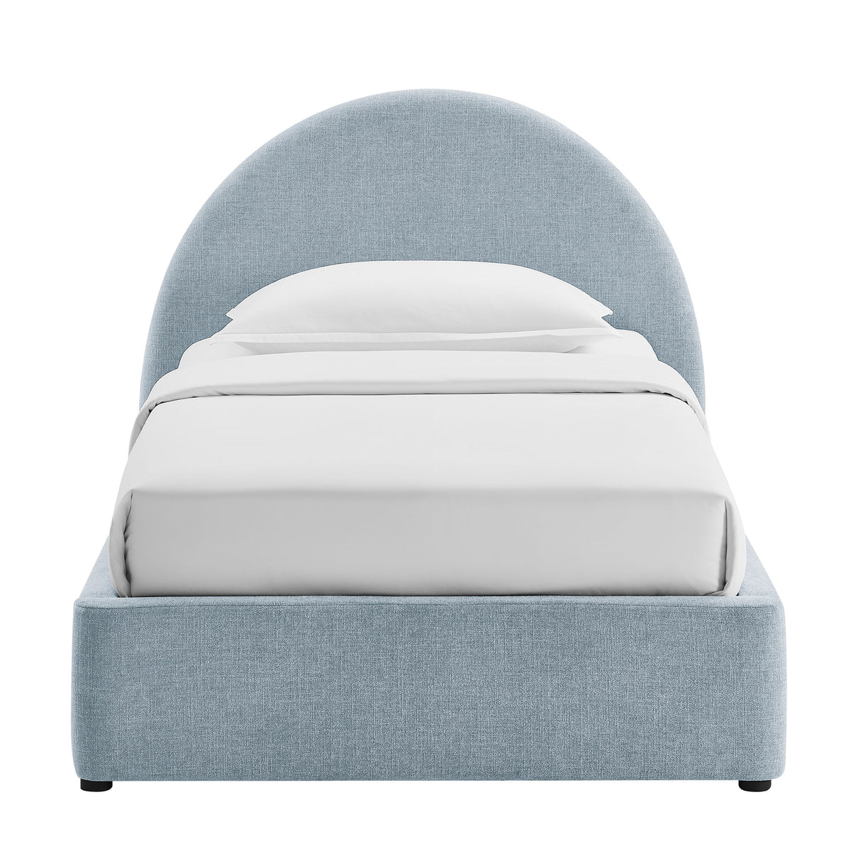 Resort Twin Arched Upholstered Fabric Storage Platform Bed Frame - Sky