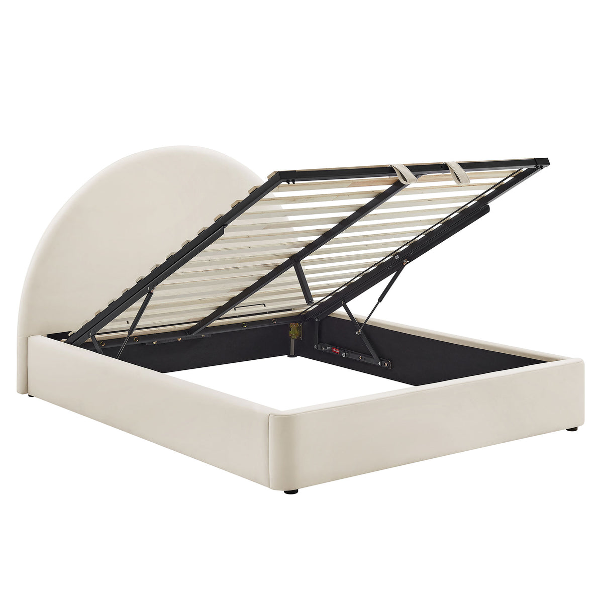 Resort Full Arched Performance Velvet Storage Platform Bed Frame - Alabaster