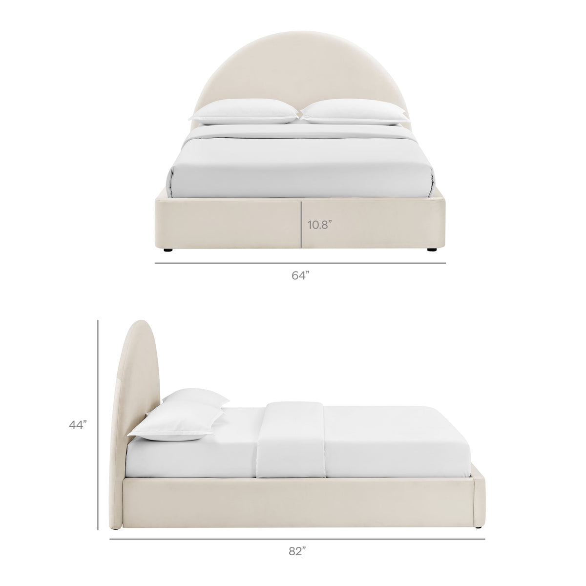 Resort Full Arched Performance Velvet Storage Platform Bed Frame - Alabaster