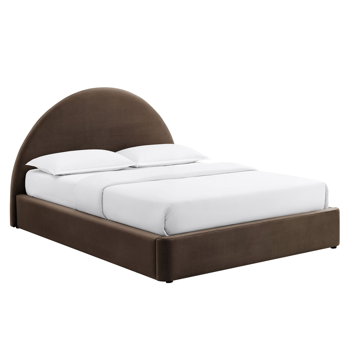 Resort Full Arched Performance Velvet Storage Platform Bed Frame - Chocolate Brown