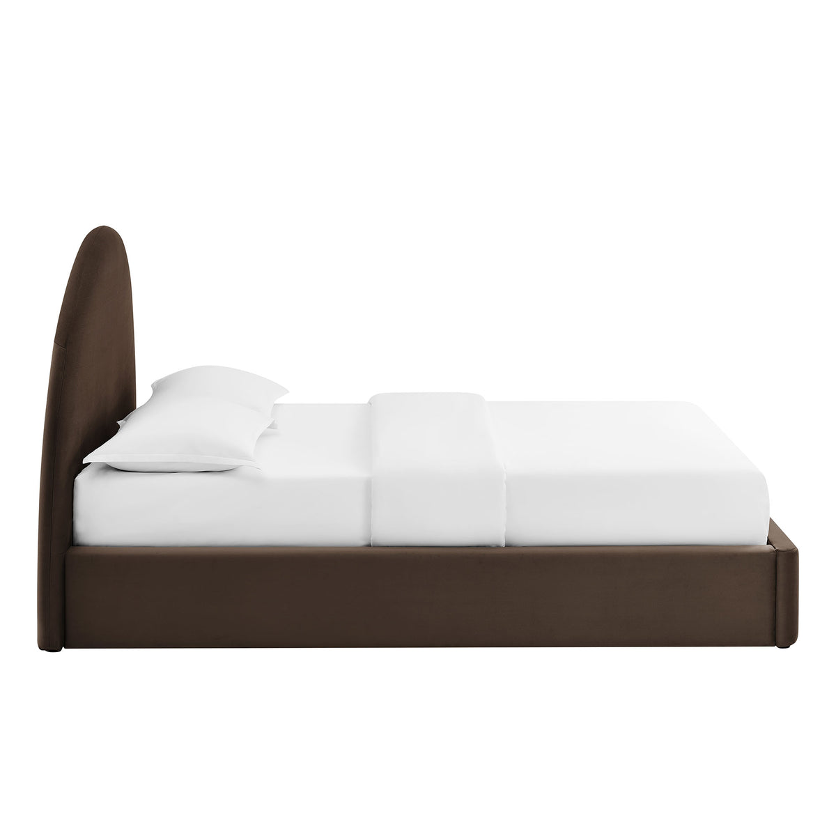 Resort Full Arched Performance Velvet Storage Platform Bed Frame - Chocolate Brown