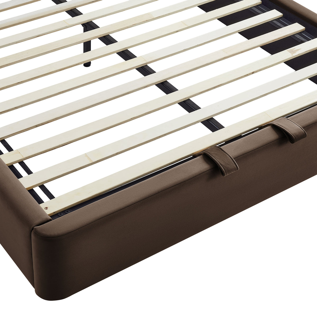 Resort Full Arched Performance Velvet Storage Platform Bed Frame - Chocolate Brown