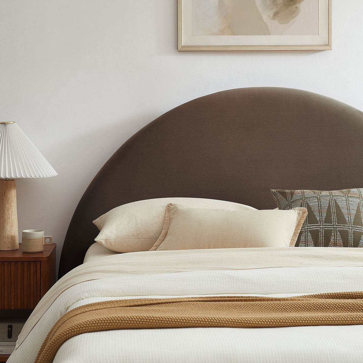 Resort Full Arched Performance Velvet Storage Platform Bed Frame - Chocolate Brown